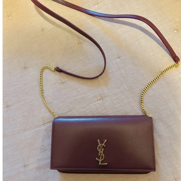 Yves Saint Laurent Handbags - Yves Saint Laurent Plum Crossbody Bag with Gold Chain